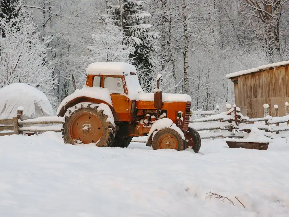 Snow Covered Tractor Fast Shipping