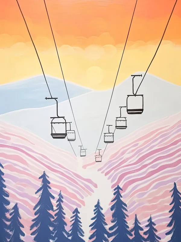 Heavenly MountainCalifornia:Nevada, Usa, Ski Resort Pastel Colours Illustration 0 Top Pick
