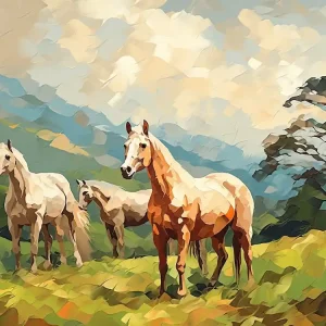 Today Only Horses Painting In Monteverde, Costa Rica, Landscape 1