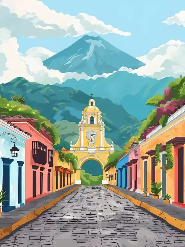 Hassle-Free Returns Guatemala Print Guatemala Illustration Guatemala Travel Poster Guatemala Painting Floral Print Nostalgia Print