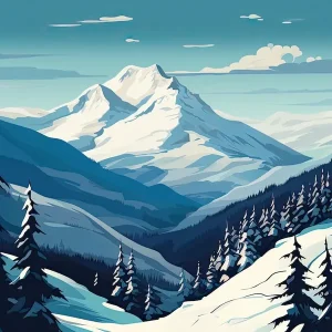 Whistler BlackcombBritish Columbia, Canada, Ski Resort Illustration 4 Simple Style Budget