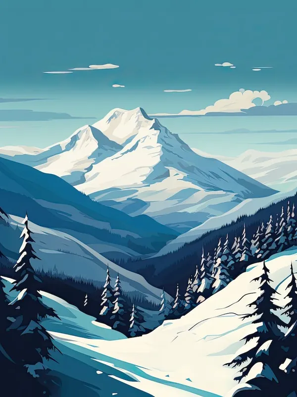 Whistler BlackcombBritish Columbia, Canada, Ski Resort Illustration 4 Simple Style Budget