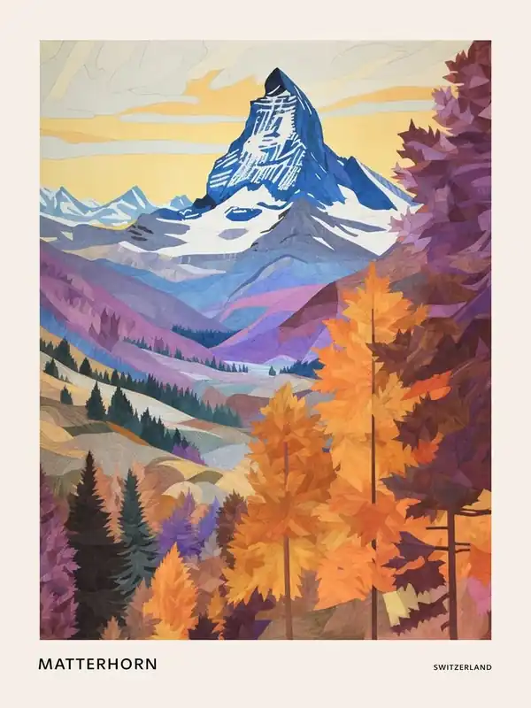 Factory Price Matterhorn Italy And Switzerland 1 Colourful Mountain Illustration Poster