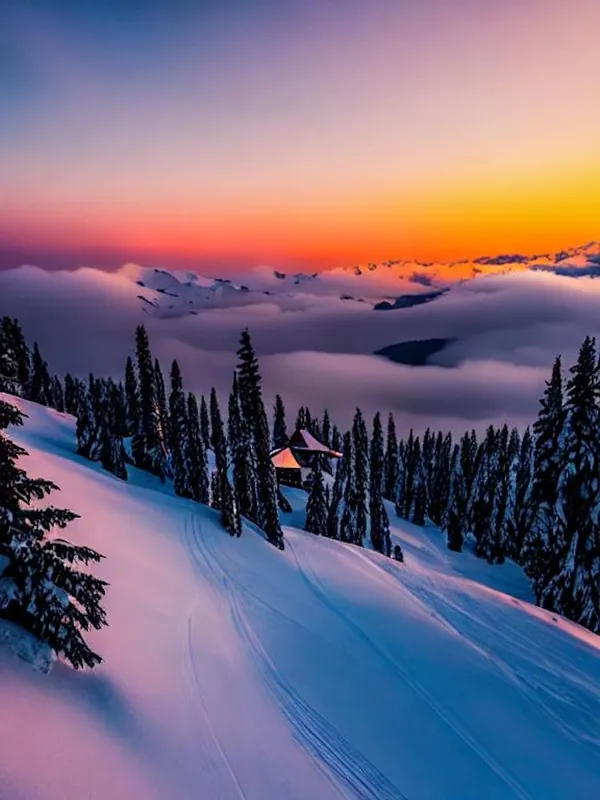 Buy Online La Parva, Chile Sunrise Skiing Poster