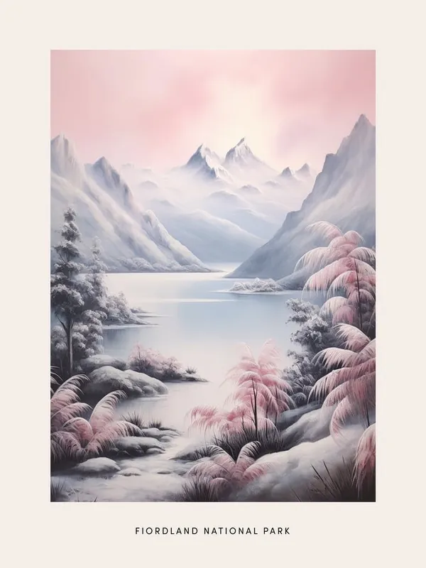 Hassle-Free Returns Dreamy Winter National Park PosterFiordland National Park New Zealand 2