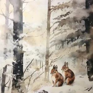 Winter Watercolour Squirrel 1 Get Yours