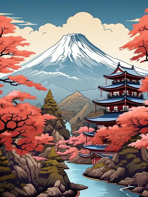 Limited Time Mount Fuji Japan 1 Vintage Travel Illustration