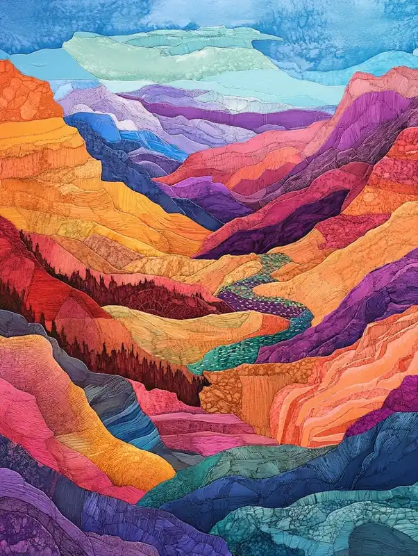 Colourful Mountain Illustration Poster 8 Latest