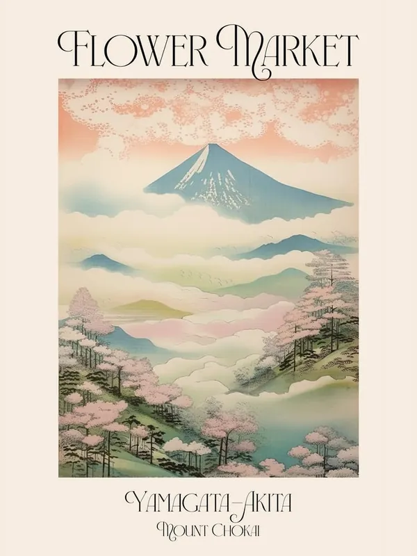 Flower Market Mount Chokai In Yamagata Akita Japanese Landscape 2 Poster Get Yours