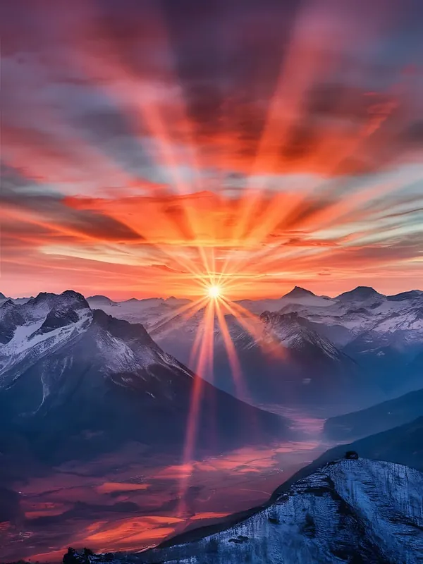 Sunrise Over Mountains Fresh Stock