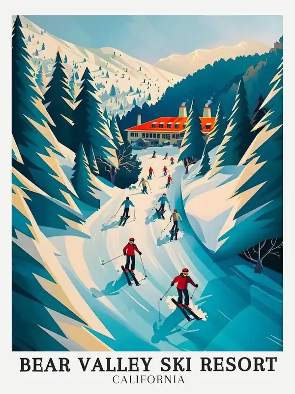 Bear Valley Ski Resort Poster Sierra Nevada Poster Bear Valley Lodge Sierra Nevada Print Bear Valley Ski Resort Print Express Delivery