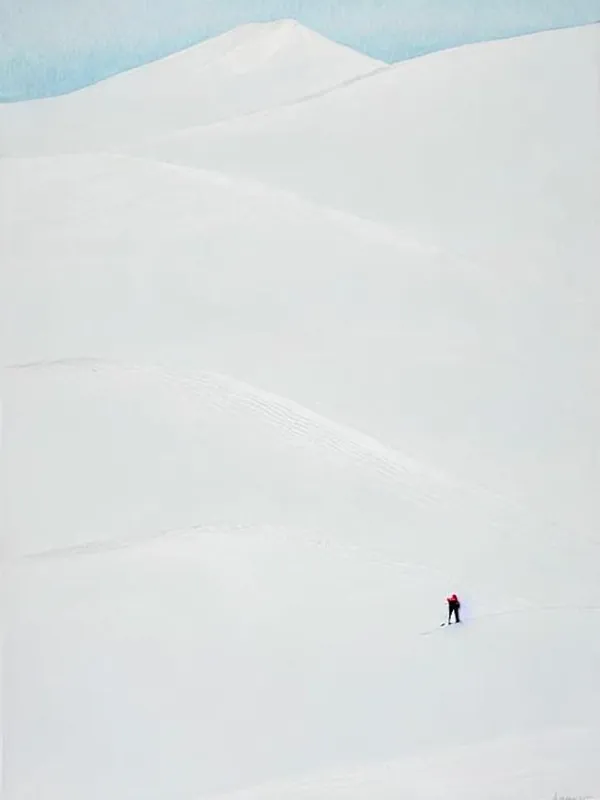 Handmade Alyeska, Usa Minimal Skiing Poster