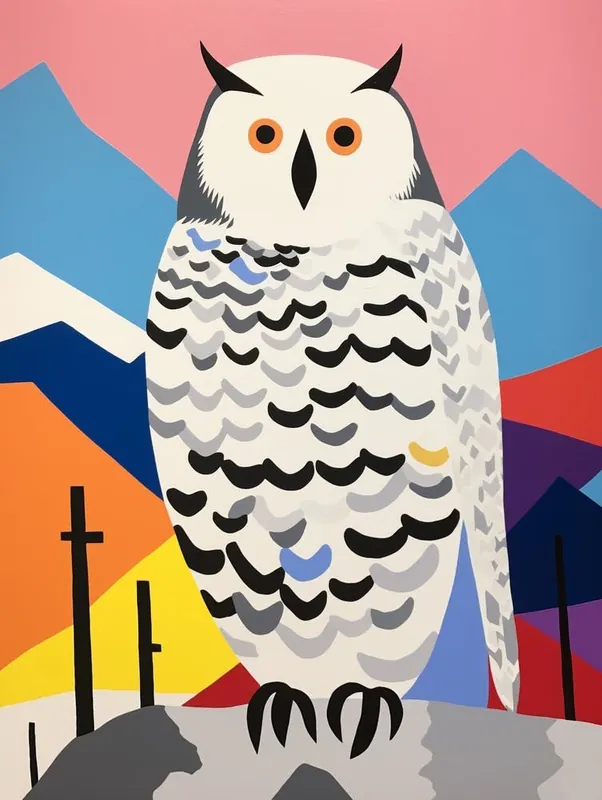 High Quality Colourful Kids Animal Art Snowy Owl 4