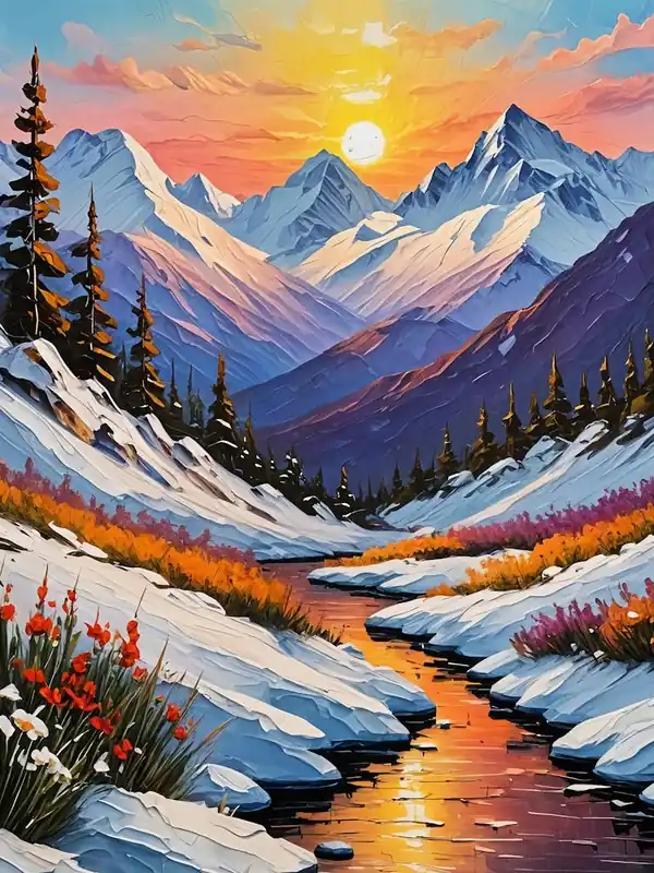 Spring Sunset In The Mountains no1 High Quality