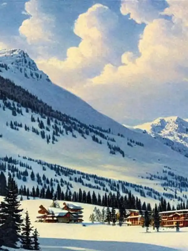 Les Trois Vallées, France Ski Resort Vintage Landscape 1 Skiing Poster High Quality