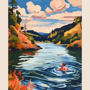 Wild Swimming At Loch Achray Scotland 4 Poster No Minimum Order