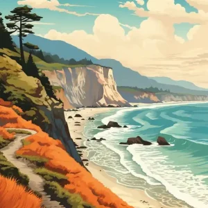 West Coast Trail New Zealand 2 Vintage Travel Illustration Editor’s Pick