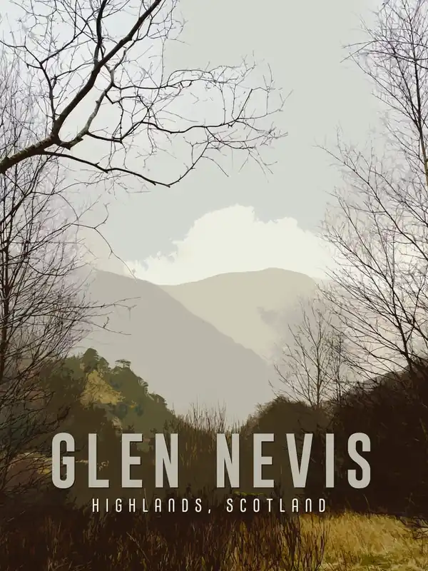 Glen Nevis From Stell Falls Footpath | Vintage Scotland Travel Poster Hot Picks