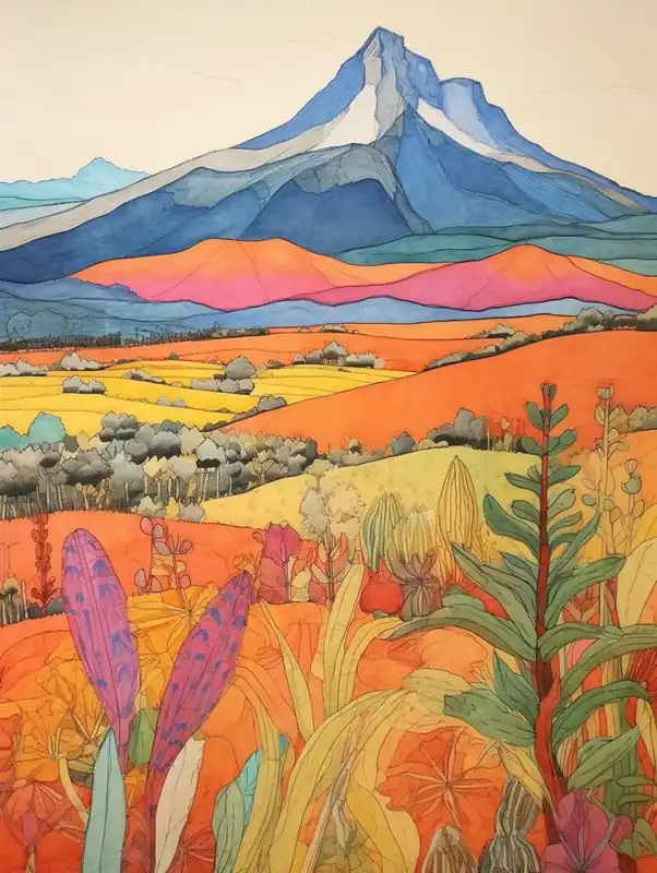 Limited Offer Pico De Orizaba Mexico 2 Colourful Mountain Illustration