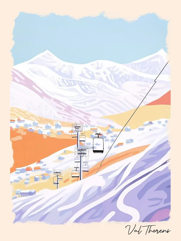 Buy Today Poster Of Val ThorensFrance, Ski Resort Pastel Colours Illustration 0