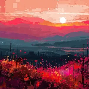 Sunset In The Mountains | Pixel Art Series 6 Professional Grade