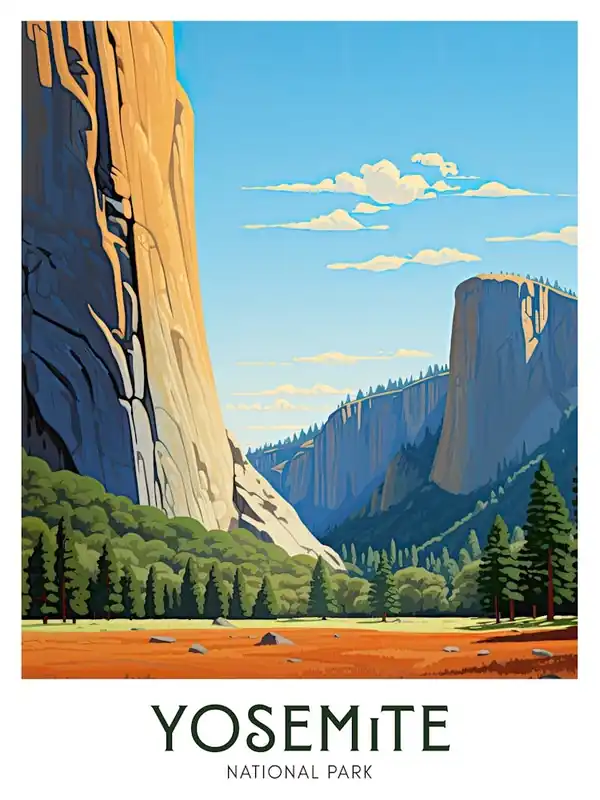 Super Sale Yosemite National Park Maximalist Travel Poster Vibrant Colour