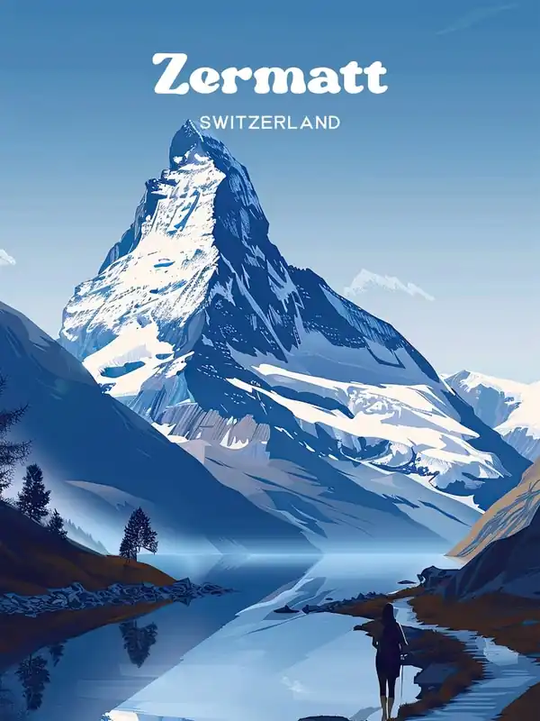 Money Back Guarantee Zermatt Switzerland Swiss Alps Art Illustration