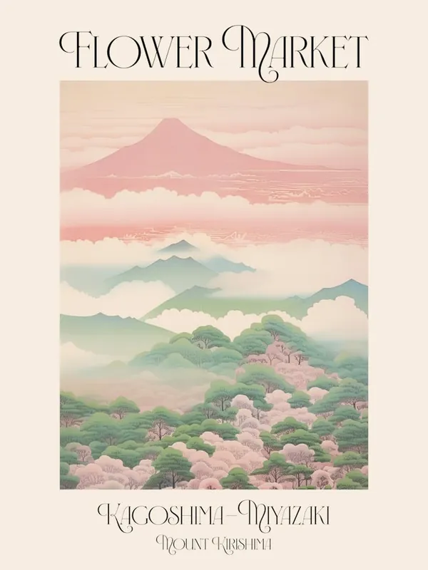 Flower Market Mount Kirishima In Kagoshima Miyazaki, Japanese Landscape 3 Poster One Day Deal