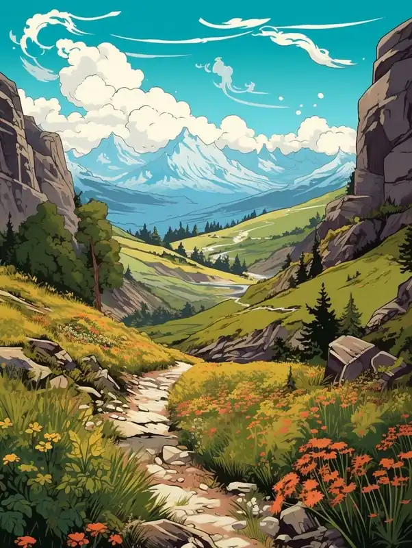 Last Chance Gr10 France 2 Vintage Travel Illustration