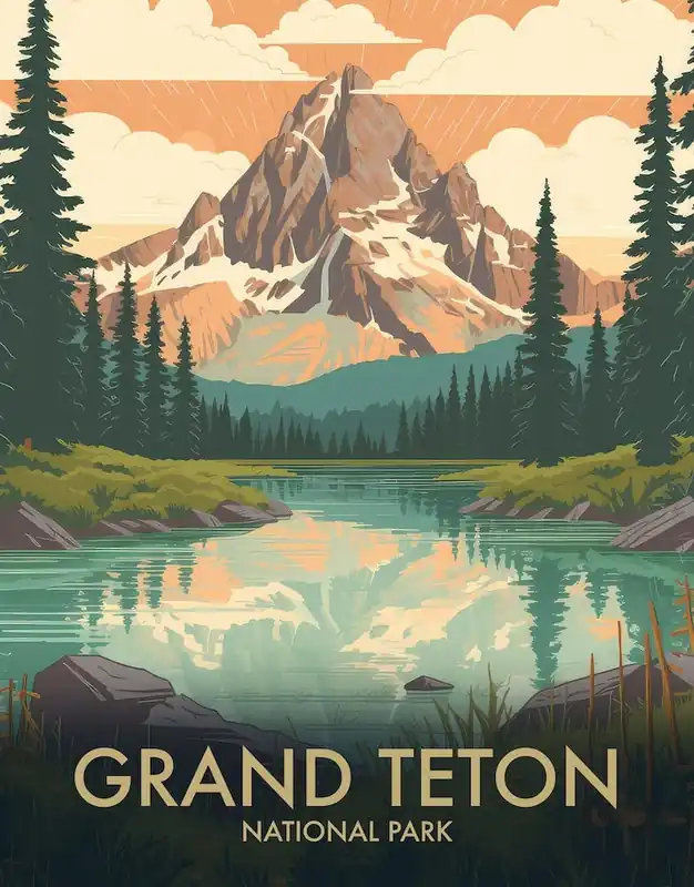 Grand Teton National Park Vintage Travel Poster 4 Instant Buy