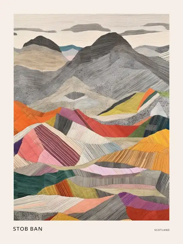 Weekend Sale Stob Ban (Grey Corries) Scotland Colourful Mountain Illustration Poster