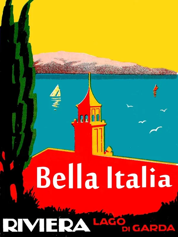 Reduced Price Lake Garda, Italy, Vintage Travel Poster