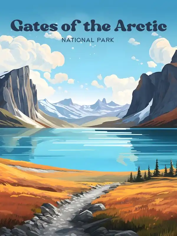 Bargain Gates Of The Arctic Park Souvenir Travel Illustration