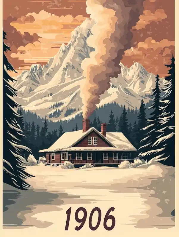 Aihrgdesign A Vintage Travel Poster Of A Cozy Mountain Lodge Exclusive