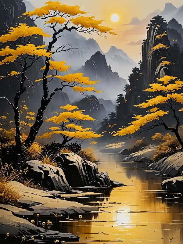 No Minimum Order Golden Oriental Landscape no2