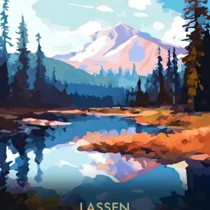 While Supplies Last Lassen National Park Travel Poster Illustration Style