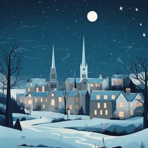 Winter Travel Night Illustration St Andrews United Kingdom 1 Bargain