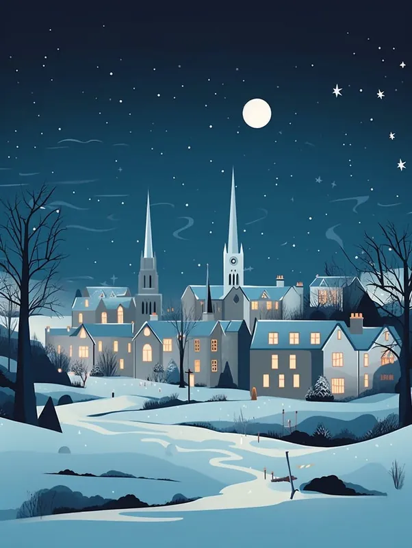 Winter Travel Night Illustration St Andrews United Kingdom 1 Bargain
