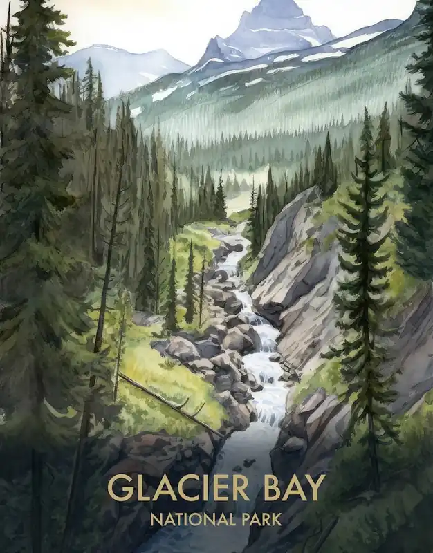 Affordable Glacier National Park Watercolour Vintage Travel Poster 1