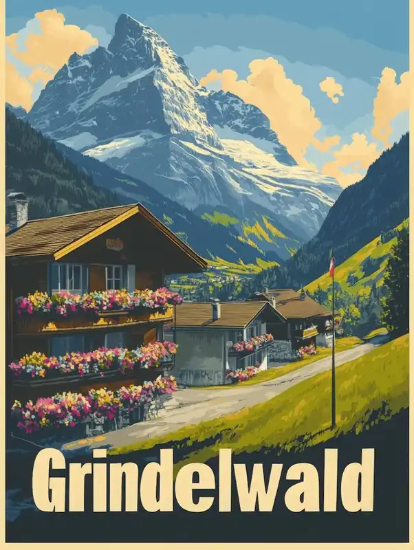Buy Today Aihrgdesign A Retro Travel Poster For Grindelwald Featuring A 3887fa3d 9feb 4a51 Bcc3 9d9bd39cfa4c 0
