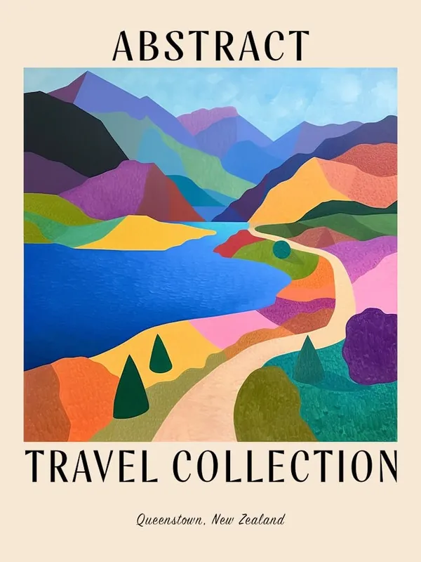 Fresh Stock Abstract Travel Collection Poster Queenstown New Zealand 3