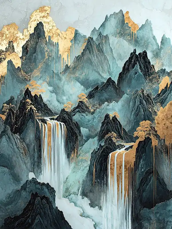 Editor’s Pick Karst Mountains Golden Peaks - Geometric Abstraction