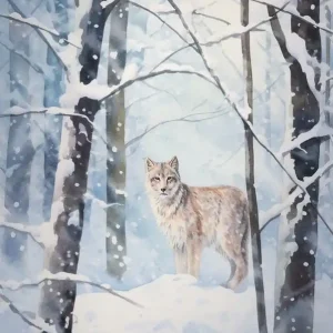 Winter Watercolour Lynx 1 Weekend Sale