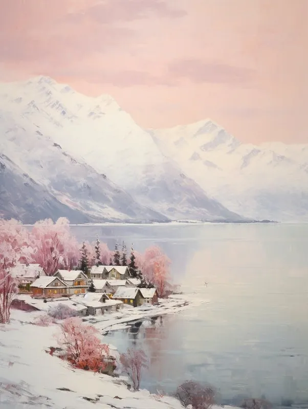 Dreamy Winter Painting Queenstown New Zealand 3 Free Shipping