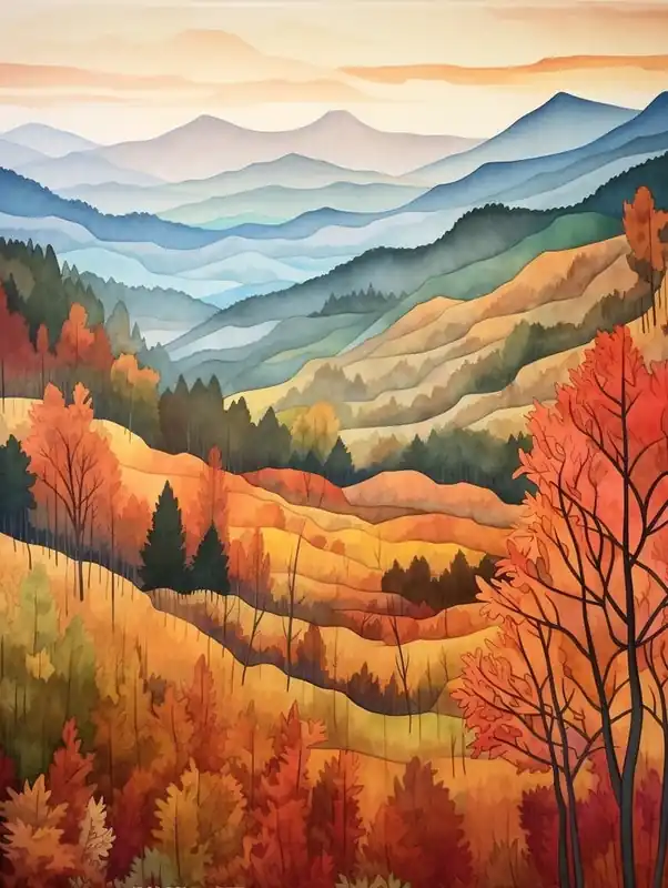 Autumn National Park Painting Great Smoky Mountains National Park Usa 2 Crafted