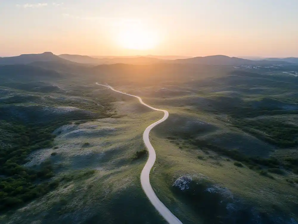 Luxury Aerial Shot Of A Winding Road