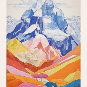 Viral Huascaran Peru 2 Colourful Mountain Illustration Poster