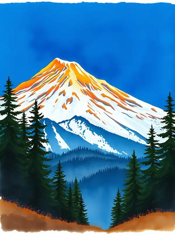 Mt. Hood Watercolor Painting Popular