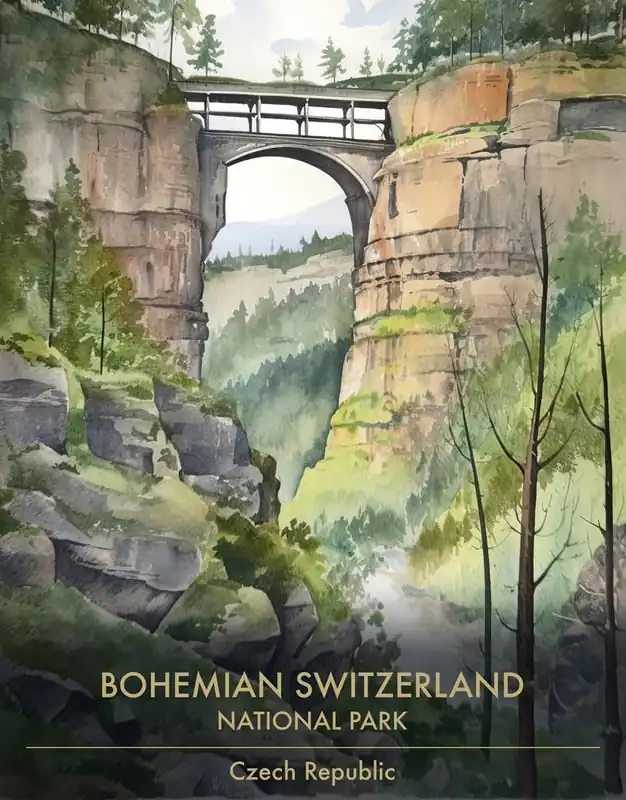 Bohemian Switzerland National Park Czech Republic Watercolour 1 Free Shipping