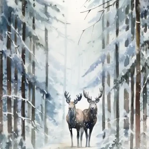 Winter Watercolour Moose 3 Professional Grade